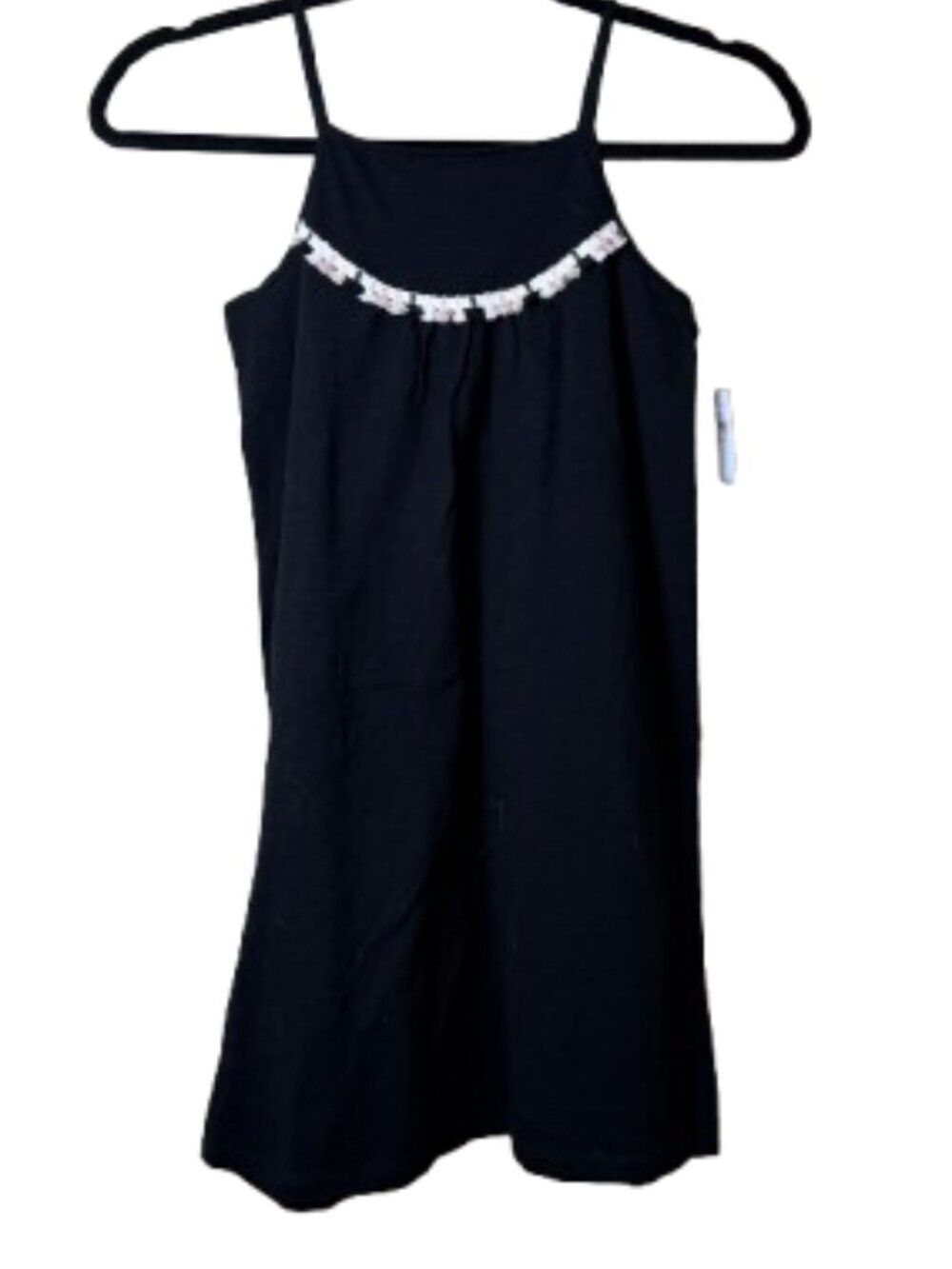 OLD NAVY Lace Trim Black Cotton Knit Tank Dress New NWT Size Medium 8